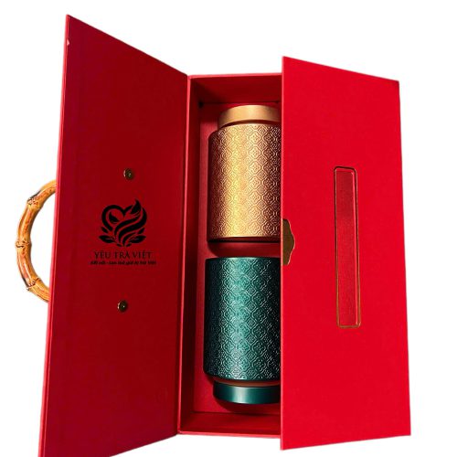 Set trà quà tặng 1 Set Quà tặng Trà Cao Cấp 200g Olong Shan Xanh và 100g Hồng Trà Chốt Đỉnh 2.000