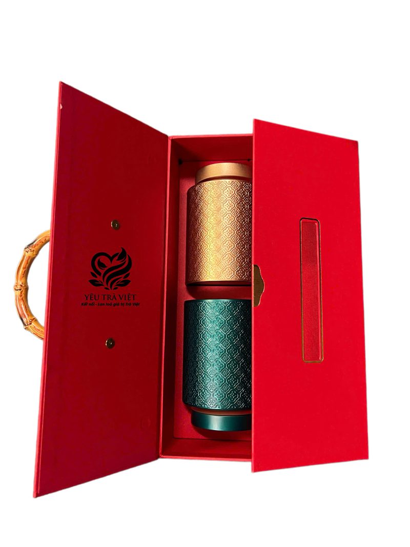Set trà quà tặng 1 Set Quà tặng Trà Cao Cấp 200g Olong Shan Xanh và 100g Hồng Trà Chốt Đỉnh 2.000