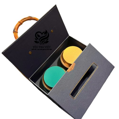 Set trà quà tặng hộp xanh 2 Set Quà tặng Trà Cao Cấp 100g Olong Shan Xanh và 50g Hồng Trà Chốt Đỉnh 2.000