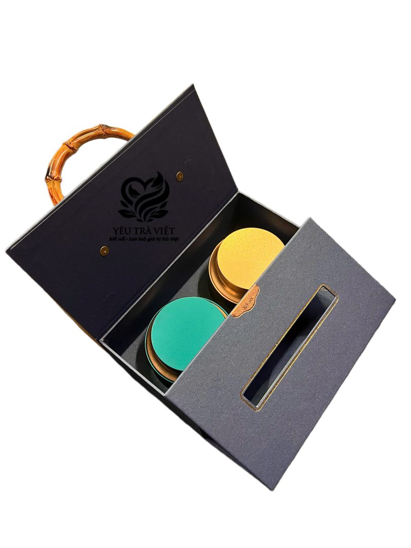 Set trà quà tặng hộp xanh 2 Set Quà tặng Trà Cao Cấp 100g Olong Shan Xanh và 50g Hồng Trà Chốt Đỉnh 2.000