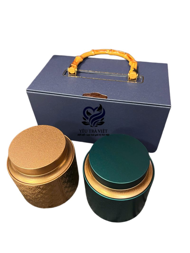 Set trà quà tặng hộp xanh 3 Set Quà tặng Trà Cao Cấp 100g Olong Shan Xanh và 50g Hồng Trà Chốt Đỉnh 2.000