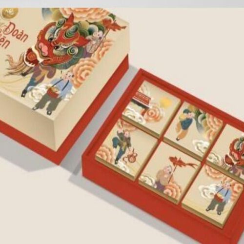Set bánh Trung Thu chay thuần thực vật Búp Tâm An 2026 hộp Múa Lân