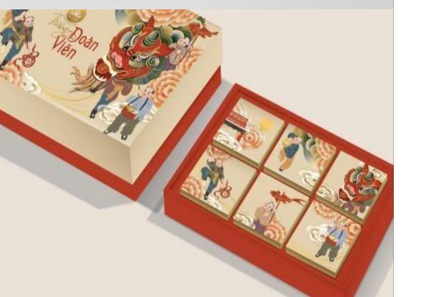 Set bánh Trung Thu chay thuần thực vật Búp Tâm An 2026 hộp Múa Lân