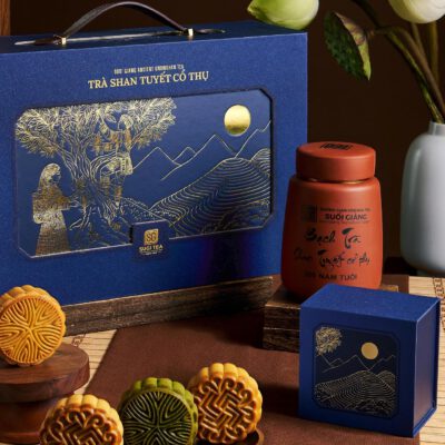 Set quà Trung Thu doanh nghiệp cao cấp Bạch Nguyệt Hương trà Shan Tuyết cổ thụ 300 năm