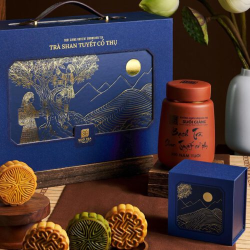 SugiTea_BachNguyetHuong_HopQua_HuTra Set quà Trung Thu doanh nghiệp cao cấp Bạch Nguyệt Hương trà Shan Tuyết cổ thụ 300 năm