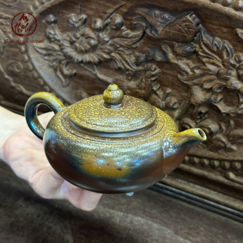 Ấm Dẹt nung củi hoả biến - góc nhìn 2