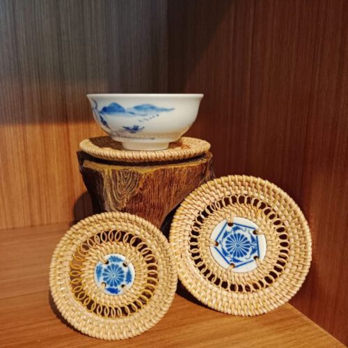 Đĩa lót tre mây 4 Lót mây sứ – An Thổ Túc