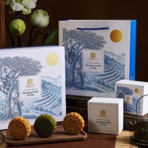 SugiTea_HopQua_TraShanTuyet_XanhDuong Set quà Nguyệt Trà An Trung Thu 2026 trà Shan Tuyết cổ thụ Suối Giàng