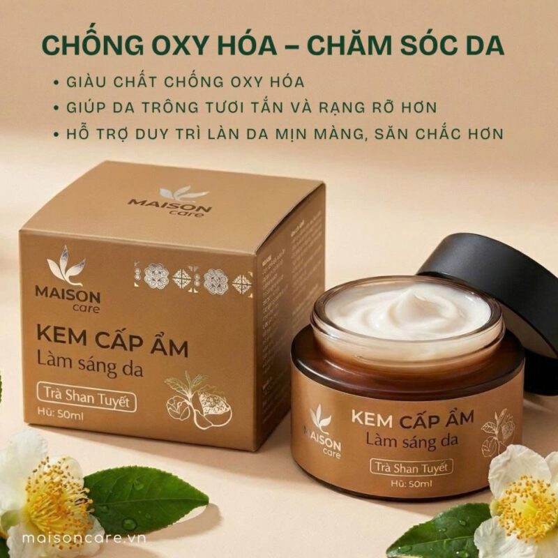 Hộp và hũ kem cấp ẩm nụ hoa Trà Shan Tuyết Maison Care Hộp và hũ kem cấp ẩm nụ hoa Trà Shan Tuyết Maison Care