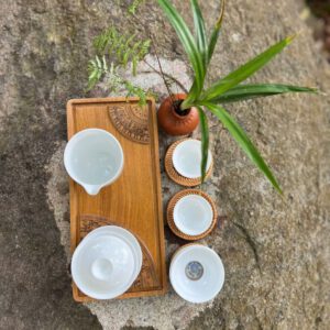 Khay trà trống đồng độc ẩm - đối ẩm