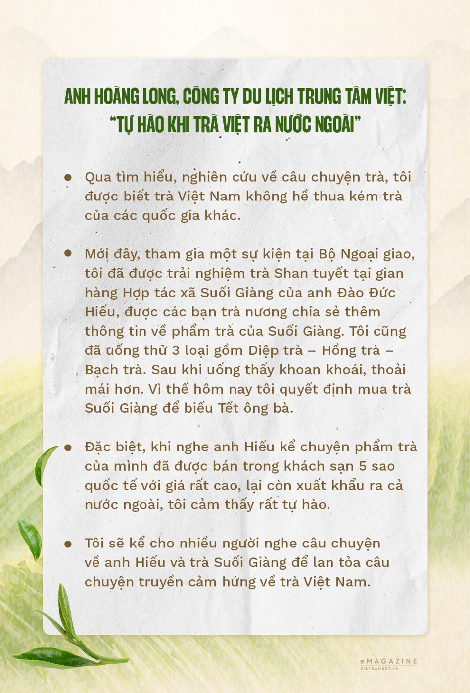 Để trà Việt Nam ra thế giới với tâm thế mới