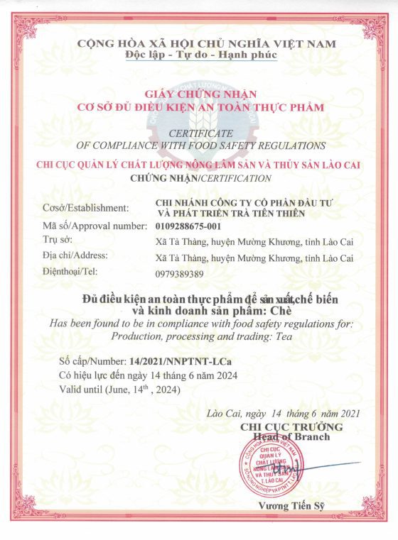 Giấy Chứng Nhận VSATTP